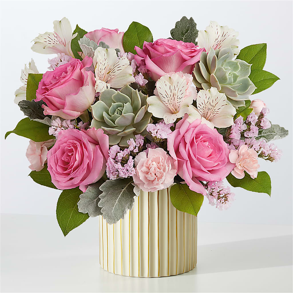 Dusty Rose Bouquet with Ivory Vase – EUTAW ACCENT FLOWERS & GIFTS, Eutaw AL
