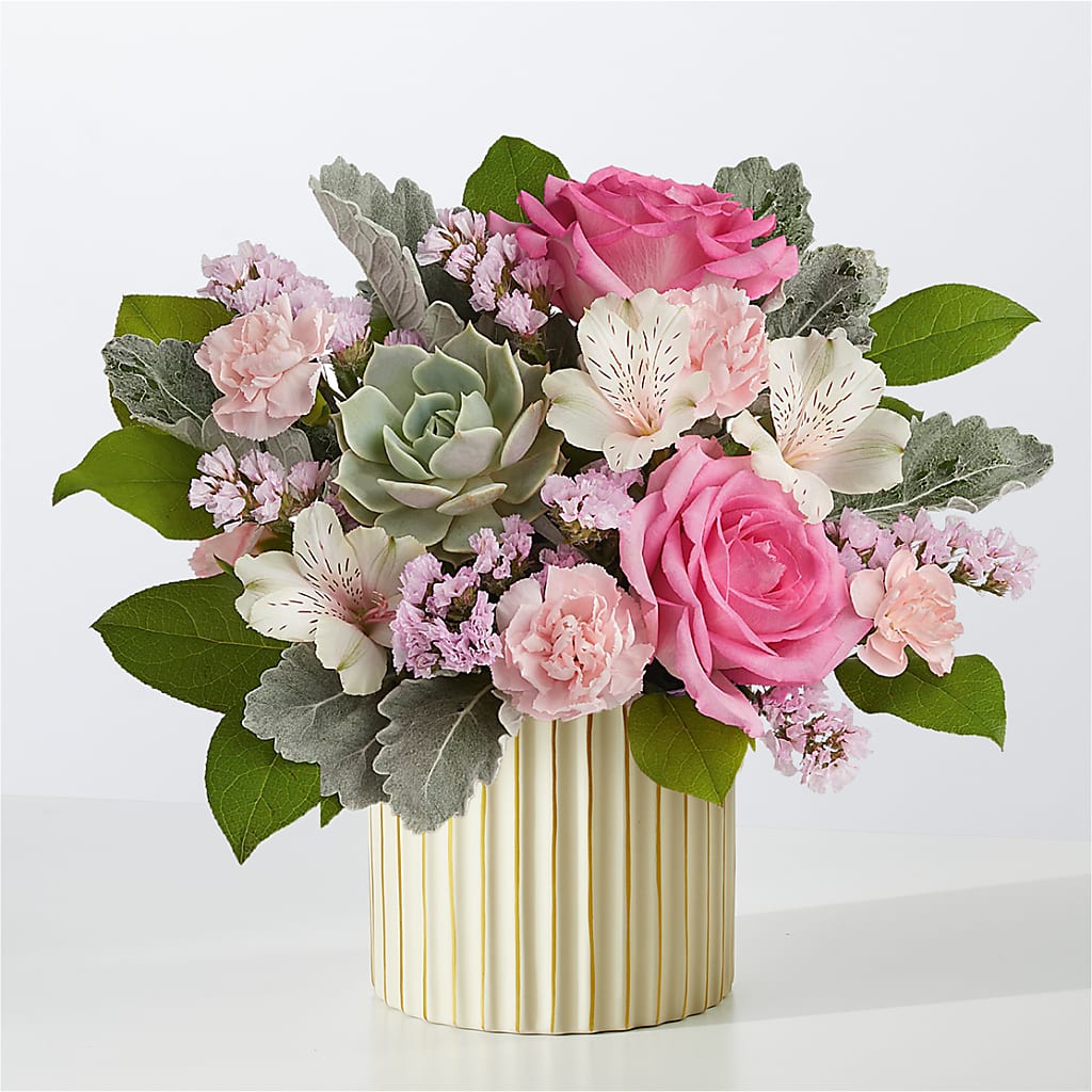 Dusty Rose Bouquet with Ivory Vase – EUTAW ACCENT FLOWERS & GIFTS, Eutaw AL