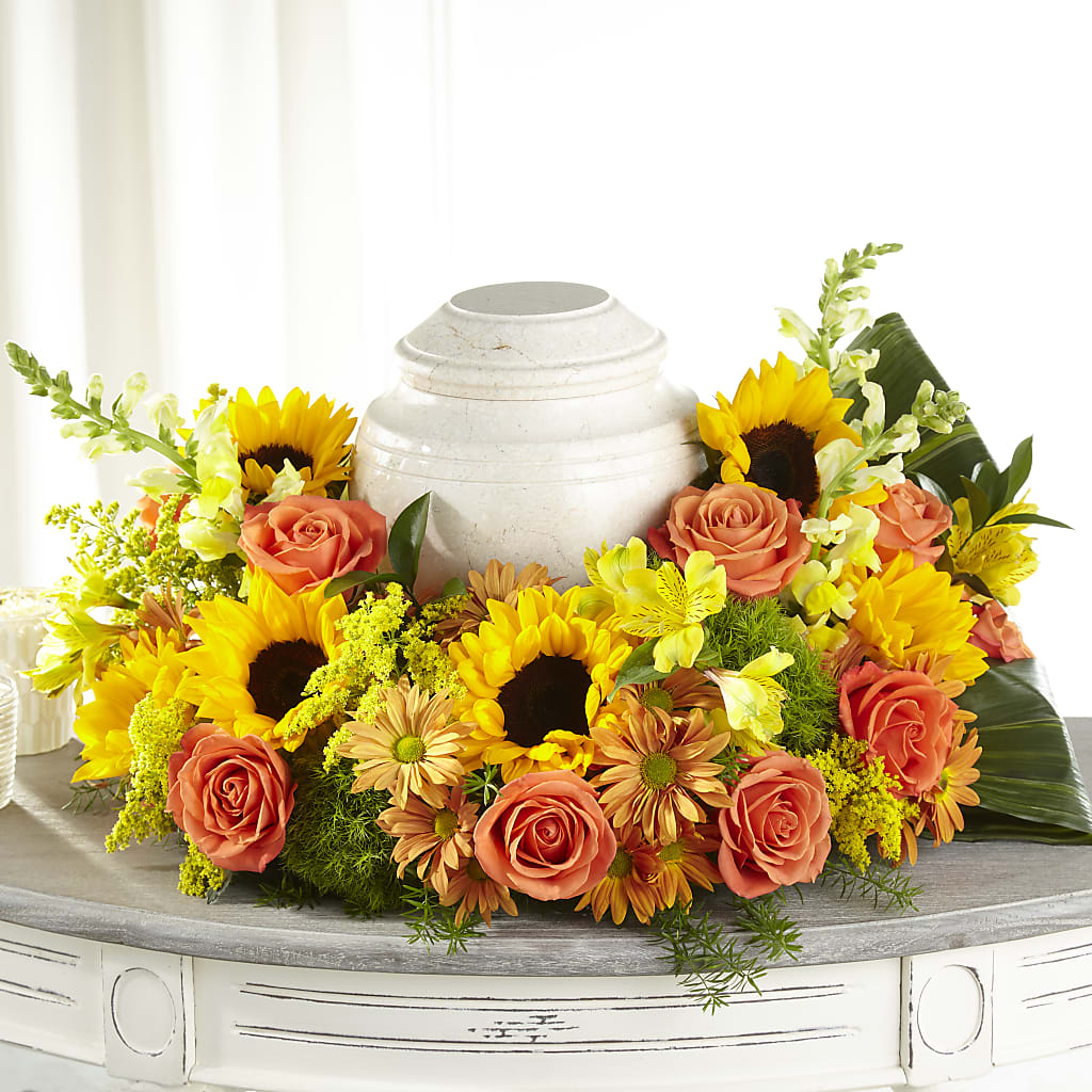 Faithful Sunflower Cremation Adornment – EUTAW ACCENT FLOWERS & GIFTS, Eutaw AL