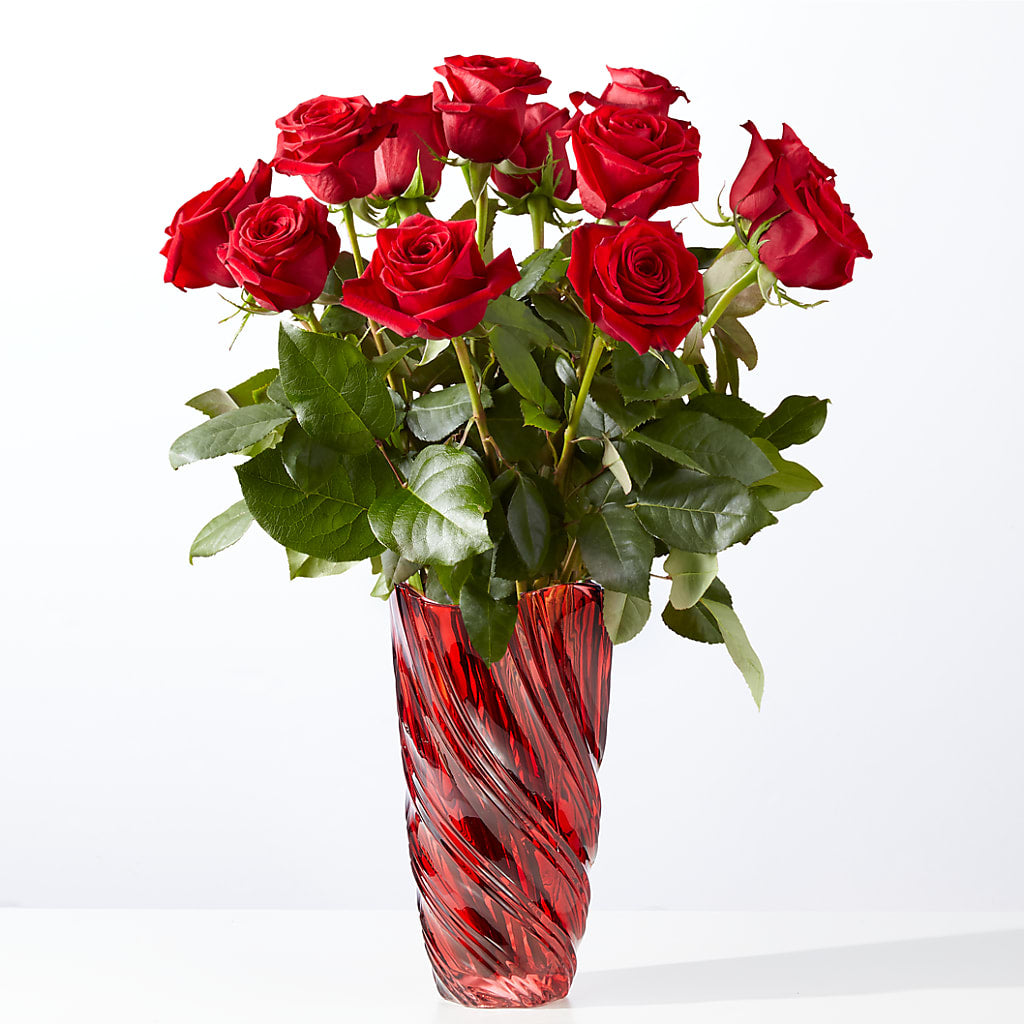 Classic Love Red Rose Bouquet with Luxe Swirl Vase – EUTAW ACCENT FLOWERS & GIFTS, Eutaw AL