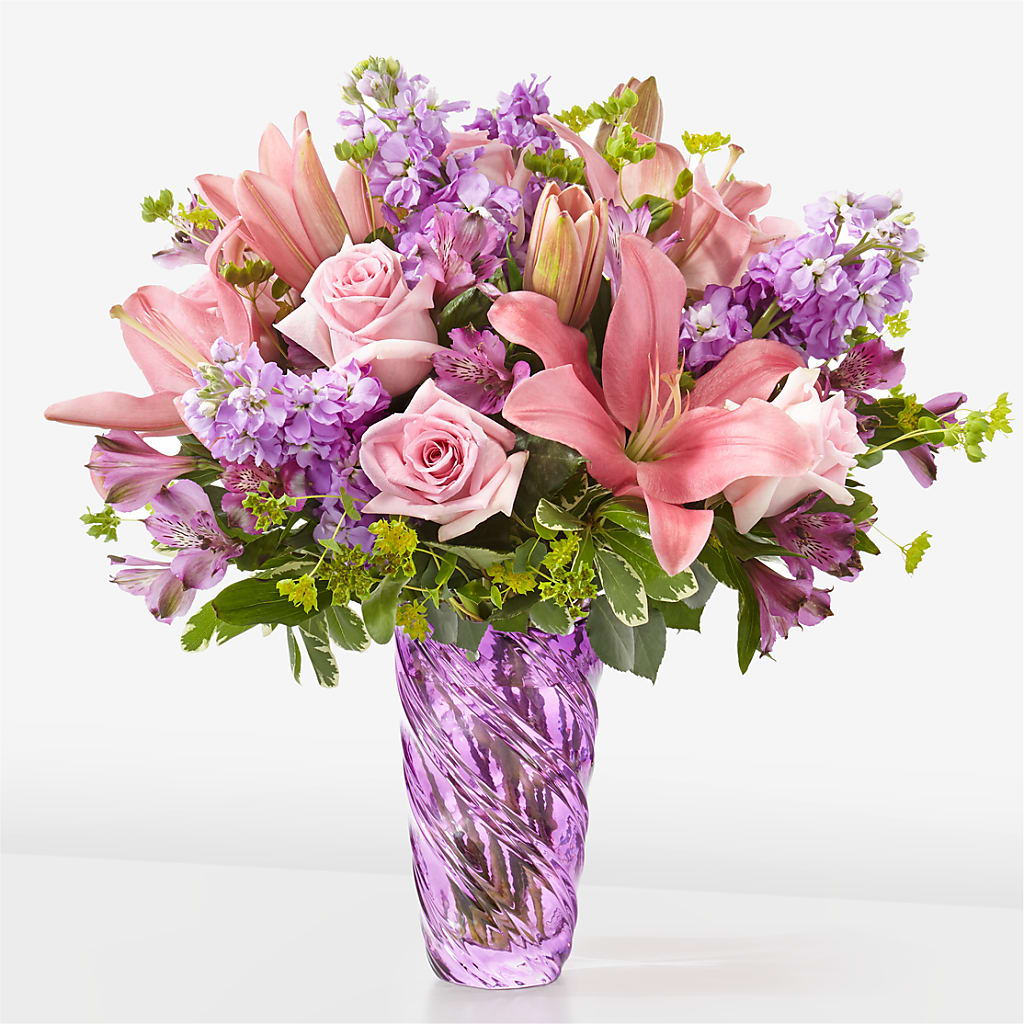 Precious Petals Bouquet with Luxe Swirl Vase – EUTAW ACCENT FLOWERS & GIFTS, Eutaw AL