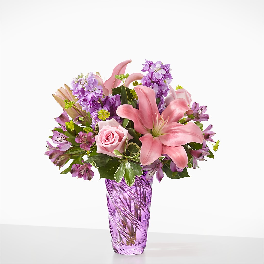 Precious Petals Bouquet with Luxe Swirl Vase – EUTAW ACCENT FLOWERS & GIFTS, Eutaw AL