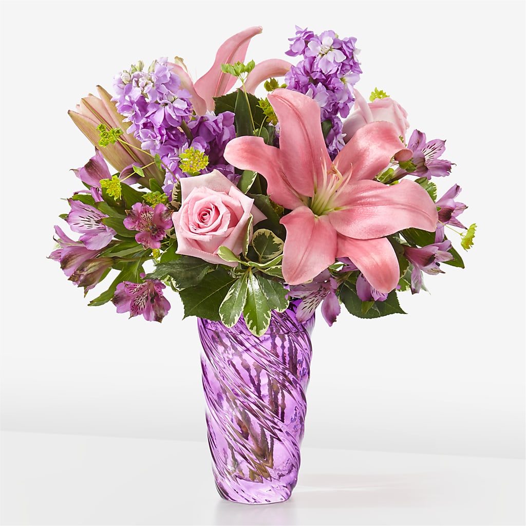 Precious Petals Bouquet with Luxe Swirl Vase – EUTAW ACCENT FLOWERS & GIFTS, Eutaw AL