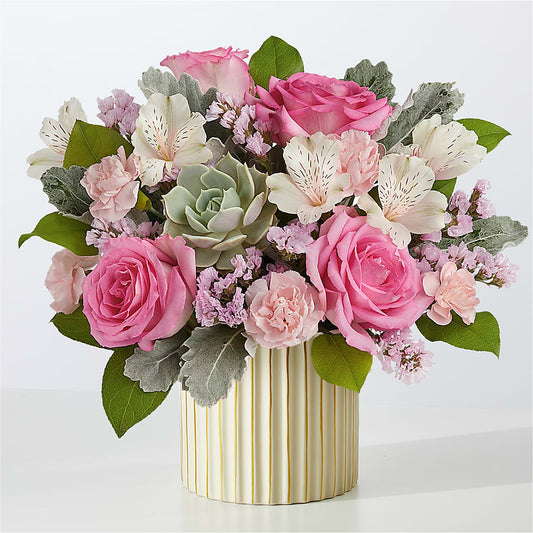 Dusty Rose Bouquet with Ivory Vase – EUTAW ACCENT FLOWERS & GIFTS, Eutaw AL