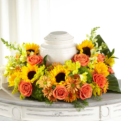 Faithful Sunflower Cremation Adornment – EUTAW ACCENT FLOWERS & GIFTS, Eutaw AL